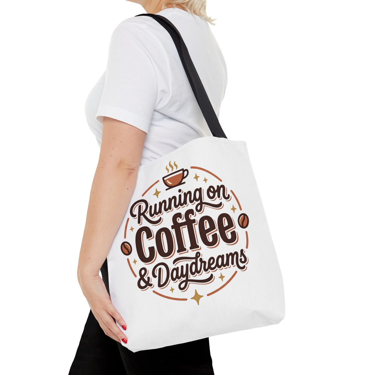 Running on Coffee & Daydreams Tote Bag
