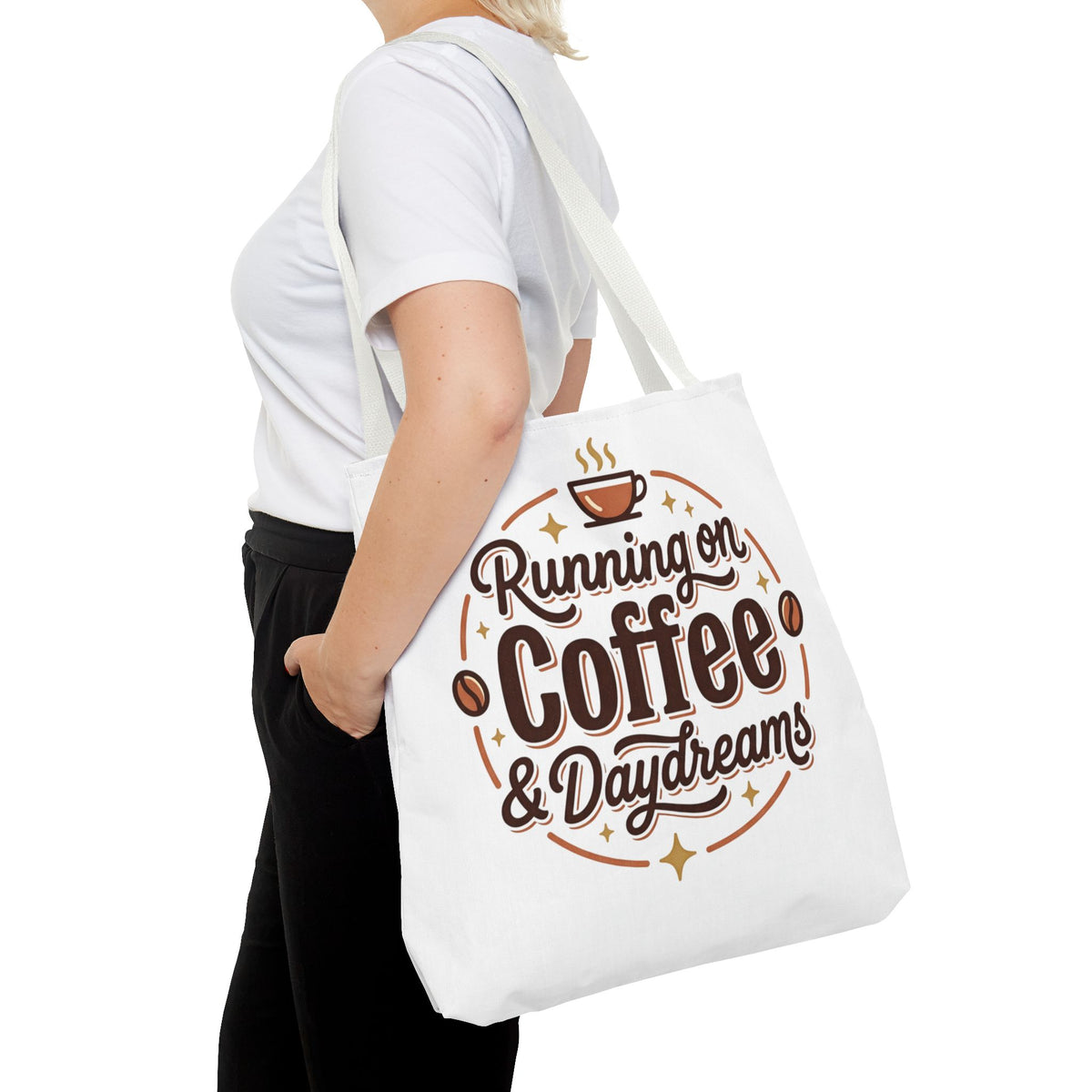 Running on Coffee & Daydreams Tote Bag