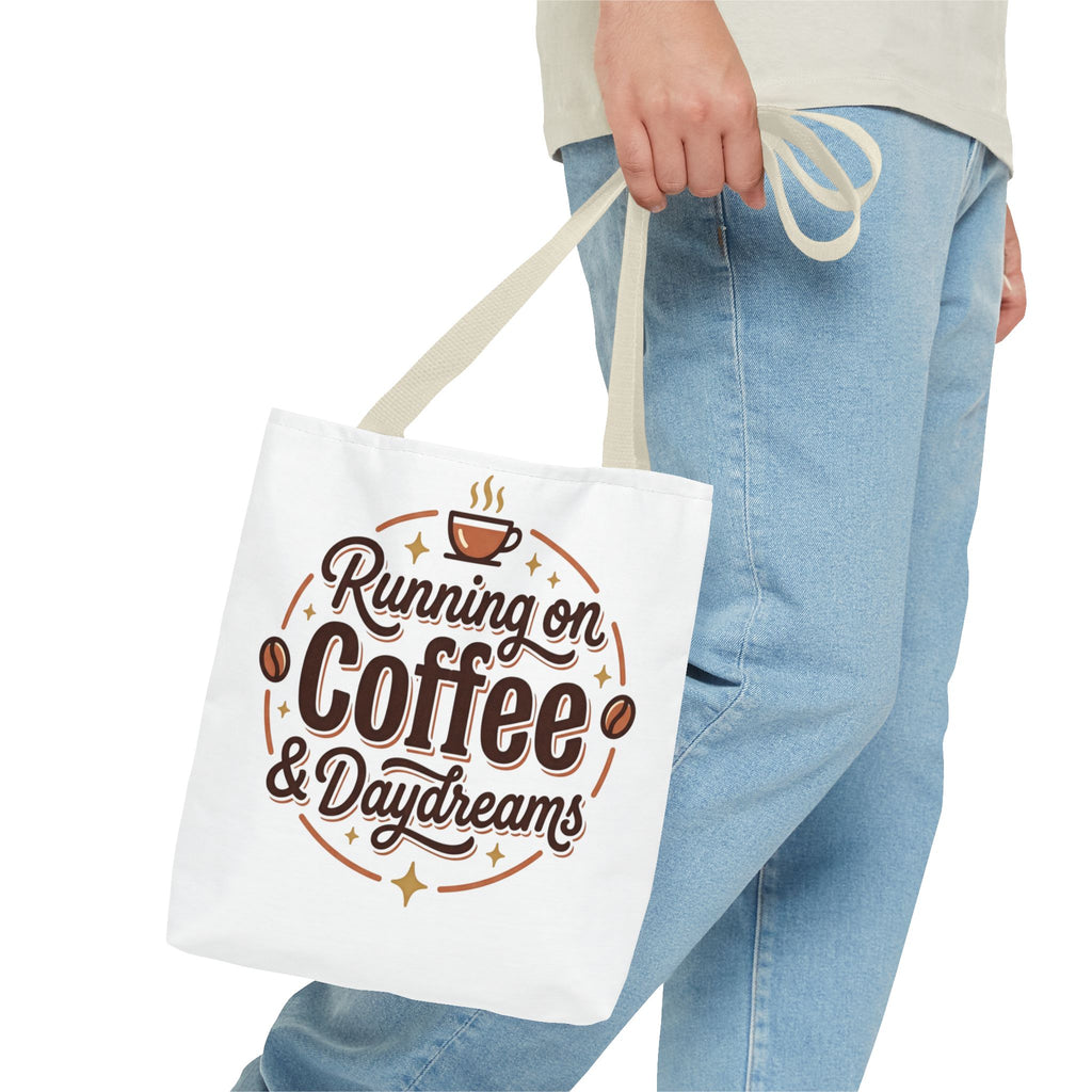 Running on Coffee & Daydreams Tote Bag