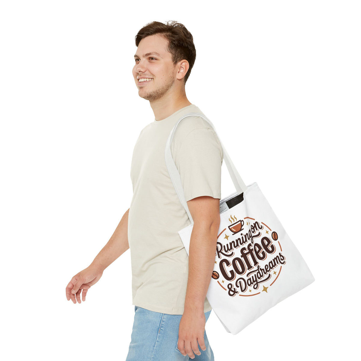 Running on Coffee & Daydreams Tote Bag