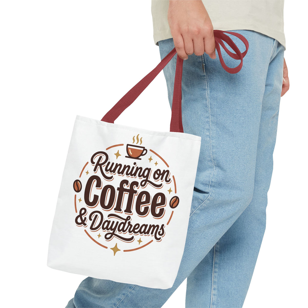 Running on Coffee & Daydreams Tote Bag