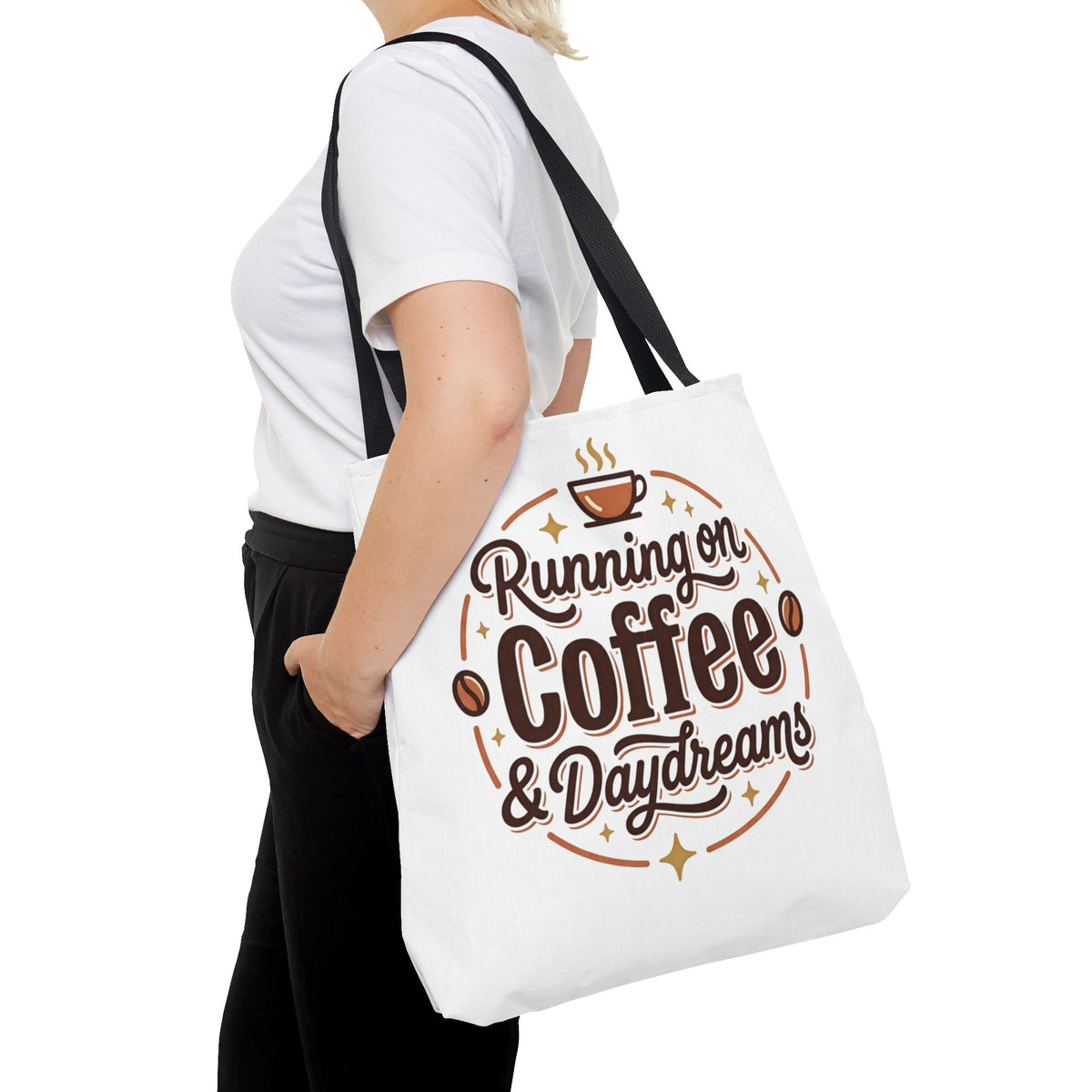 Running on Coffee & Daydreams Tote Bag