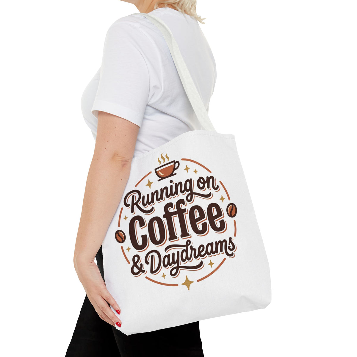 Running on Coffee & Daydreams Tote Bag