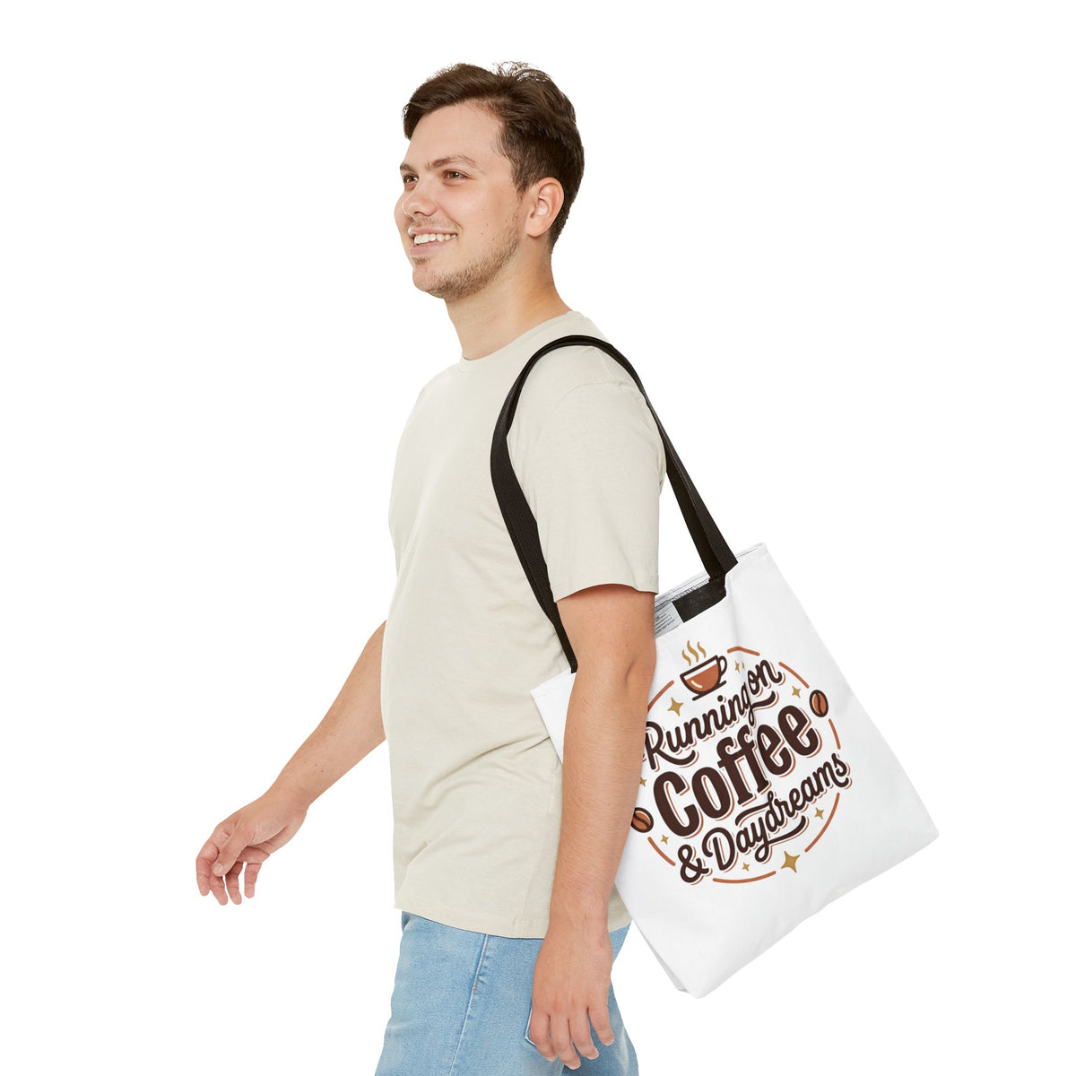 Running on Coffee & Daydreams Tote Bag
