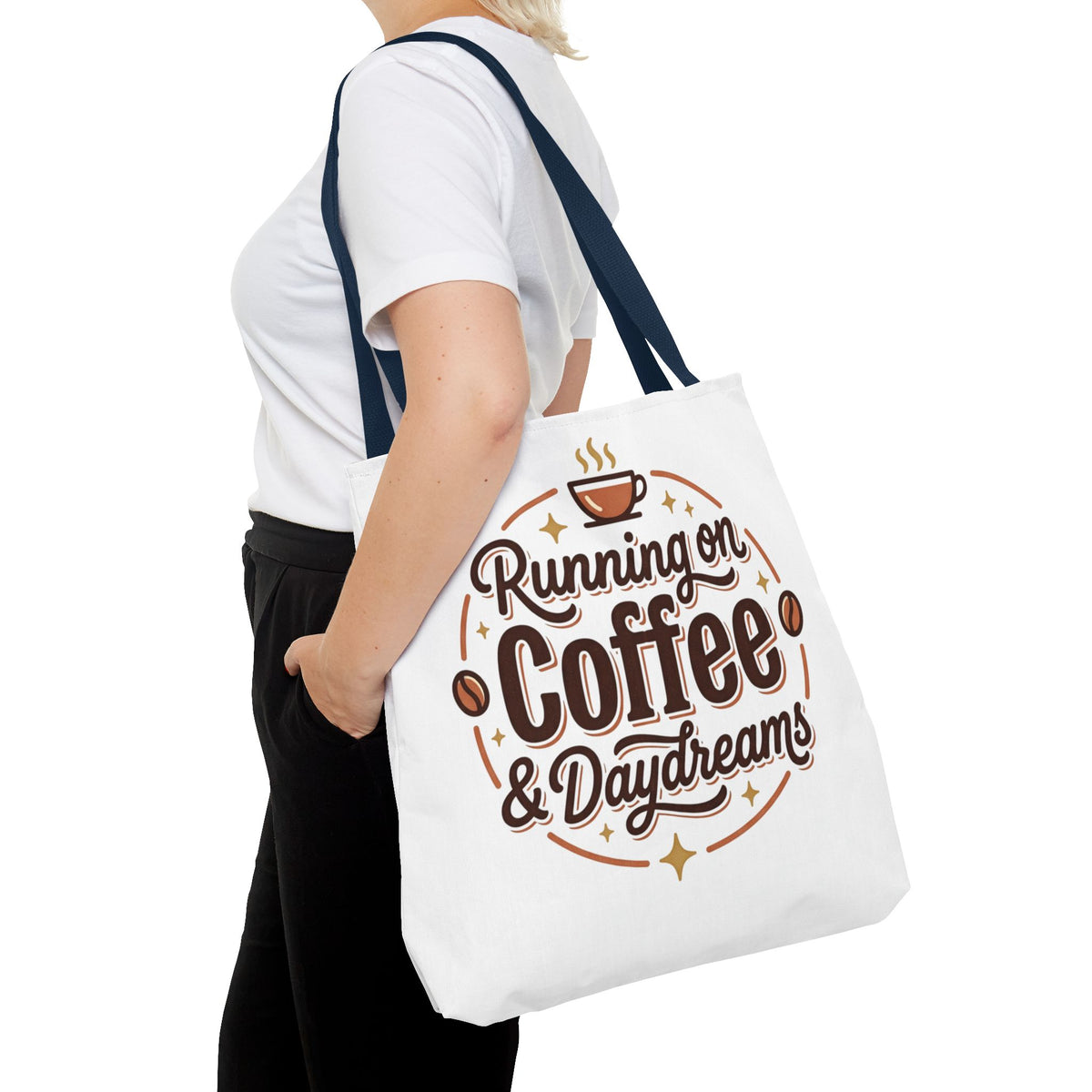 Running on Coffee & Daydreams Tote Bag
