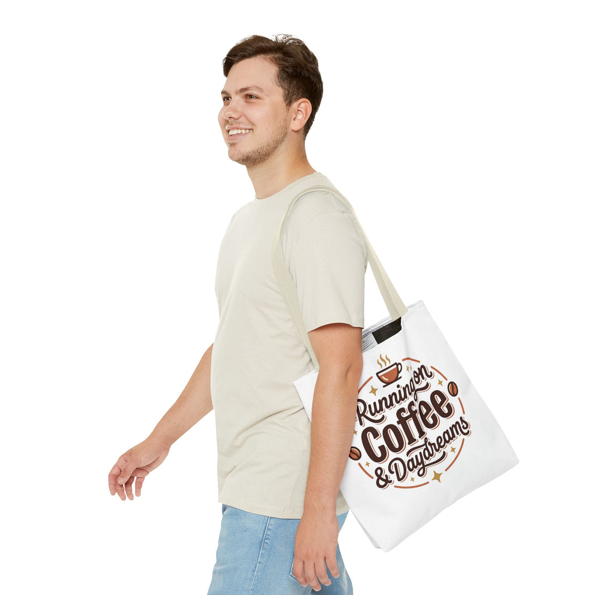 Running on Coffee & Daydreams Tote Bag