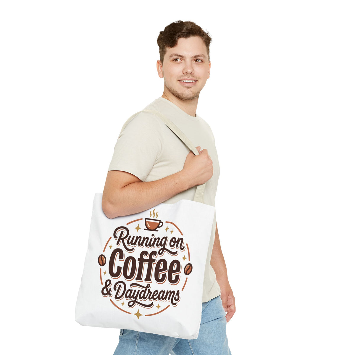 Running on Coffee & Daydreams Tote Bag